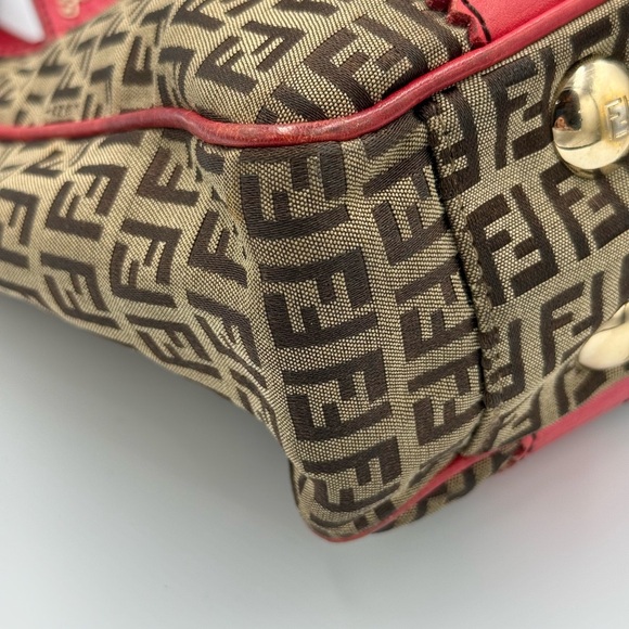 Fendi Red and Brown Monogram Tote - Picture 6 of 16